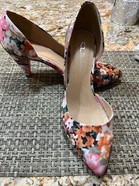 CL by Laundry Floral D'Orsay Pointed-Toe Pump in Pink and Orange